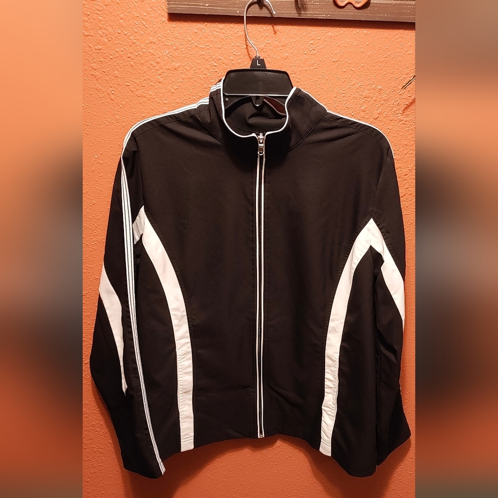 Women's Black and White Polyester Jacket - XL - Discounted Shipping